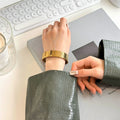 Women's Titanium Steel Geometric Bracelet – Minimalist Oval Design