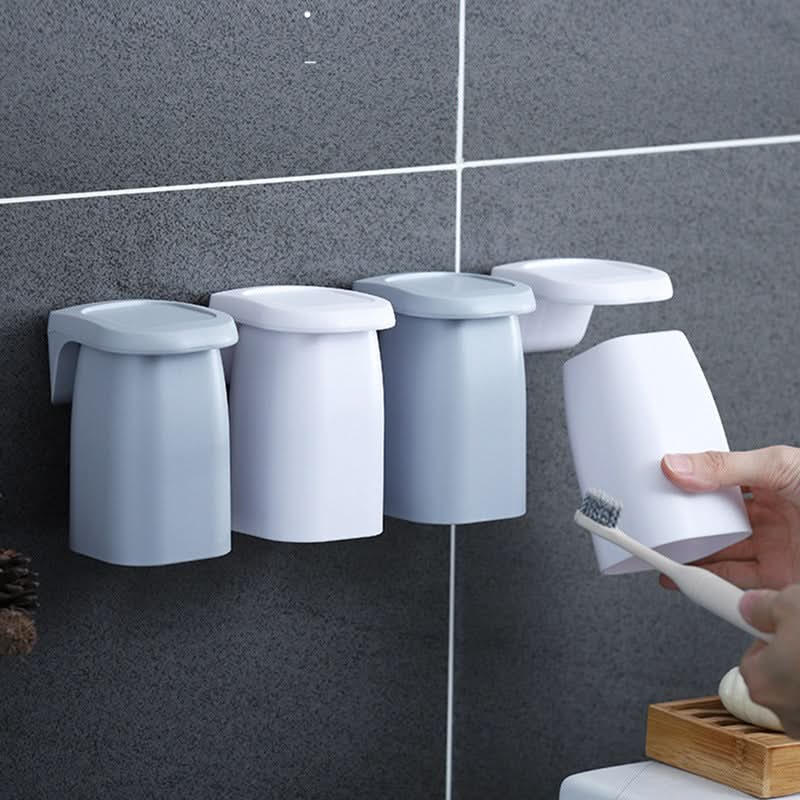 Wall-Mounted Mouthwash Cup – Toothbrush Rinse Cup for Bathroom Storage