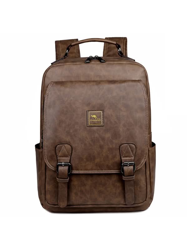 Men’s Large-Capacity PU Leather Backpack – Stylish School & Sports Bag