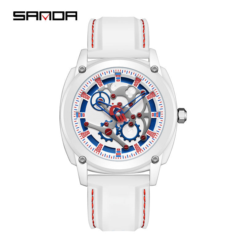 Sanda Unisex Quartz Sports Watch – Silicone Strap, Waterproof Casual Outdoor Watch