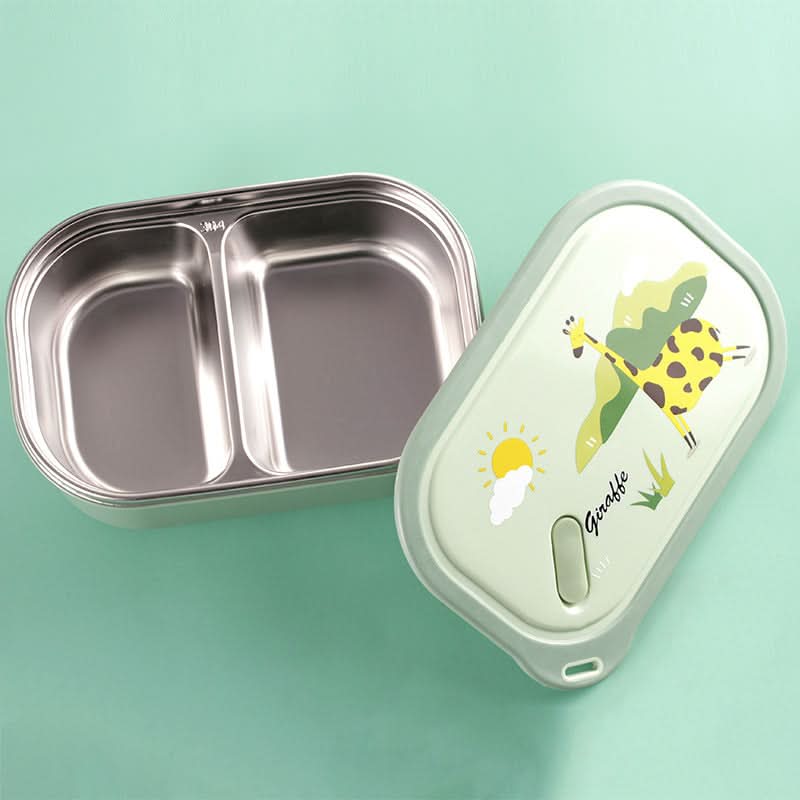 304 Stainless Steel Insulated Lunch Box – With 2 Compartments for Kids & Students