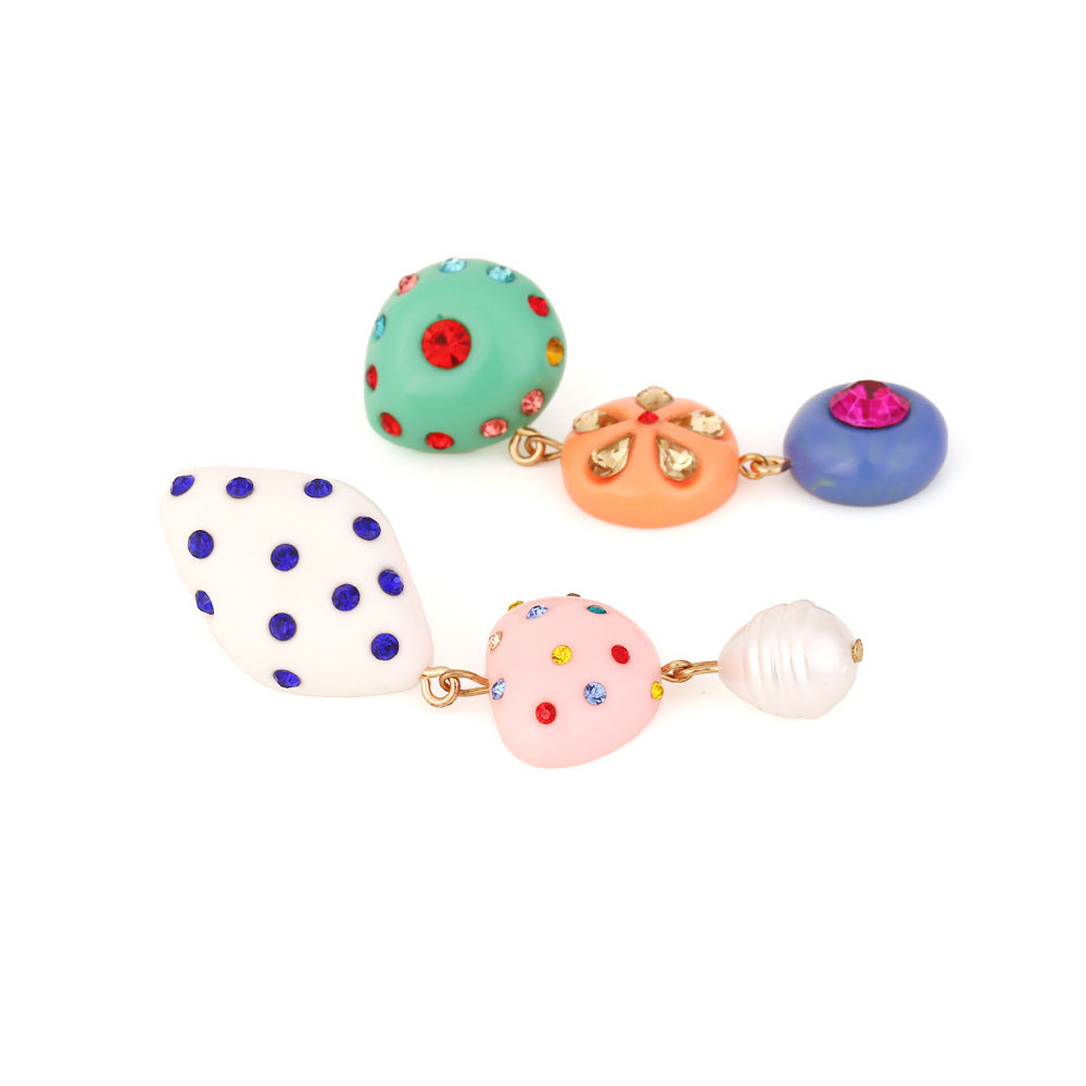 Asymmetrical Teardrop Resin Earrings for Women – Candy Color Diamond Jewelry
