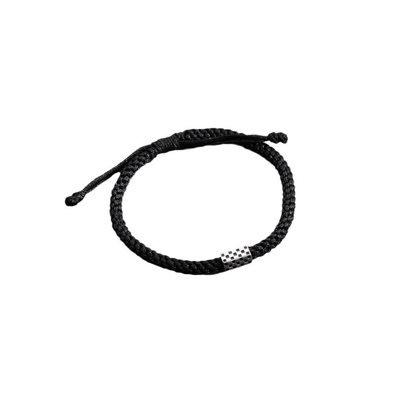 Men’s Minimalist Hand-Woven Bracelet – Light Chess Charm