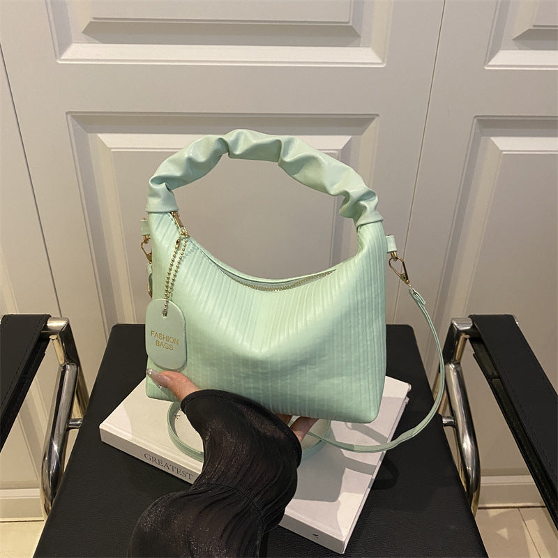 Pleated Dumpling Crossbody Bag – Small PU Shoulder Handbag for Women