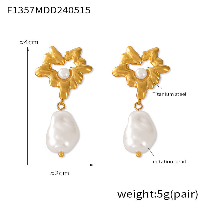 Gold-Plated Heart Shell Bead Earrings – Retro Hepburn Style | Women’s Statement Jewelry