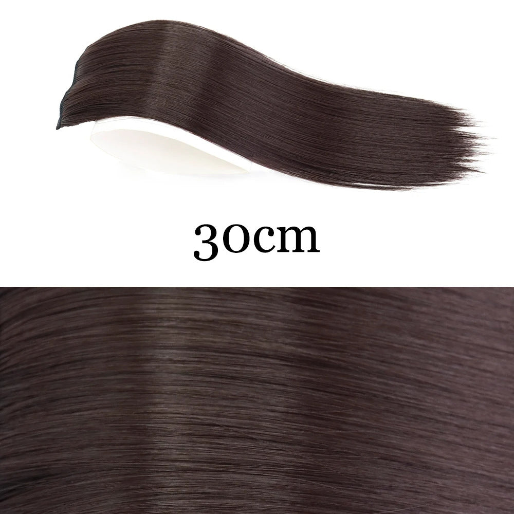 Brown Black Straight Hair Root Pad for Women – Fluffy Volumizing Insert Wig Piece