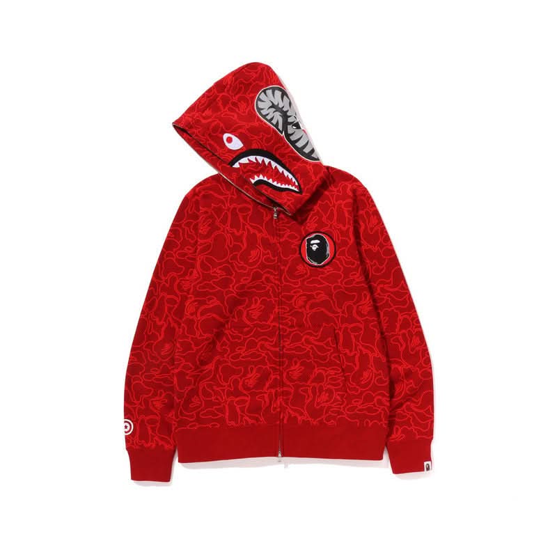 Men’s Camouflage Shark Hoodie, Zip-Up Jacket
