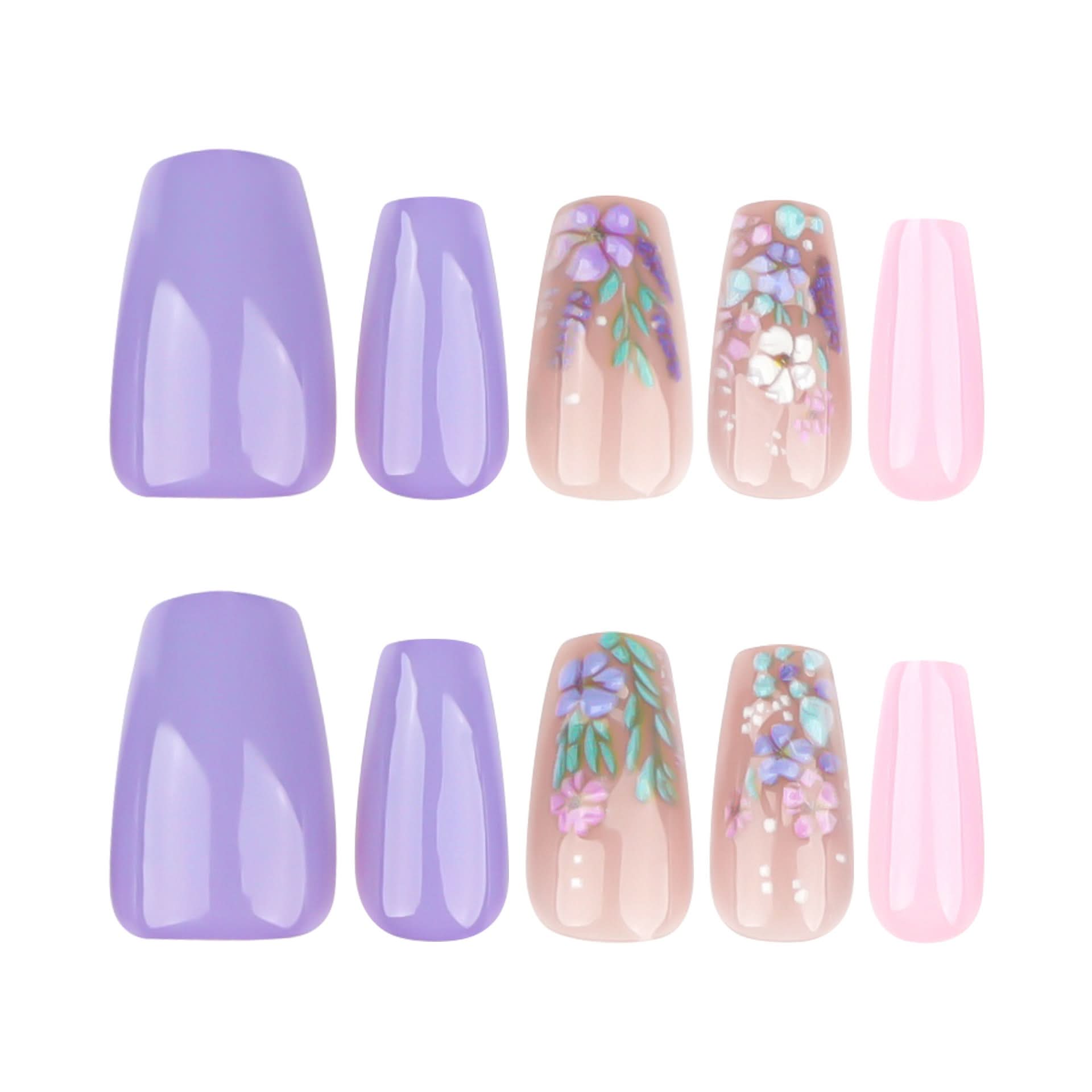 3D Floral Press-On Nails – Short Ballet Pastel Fake Nails