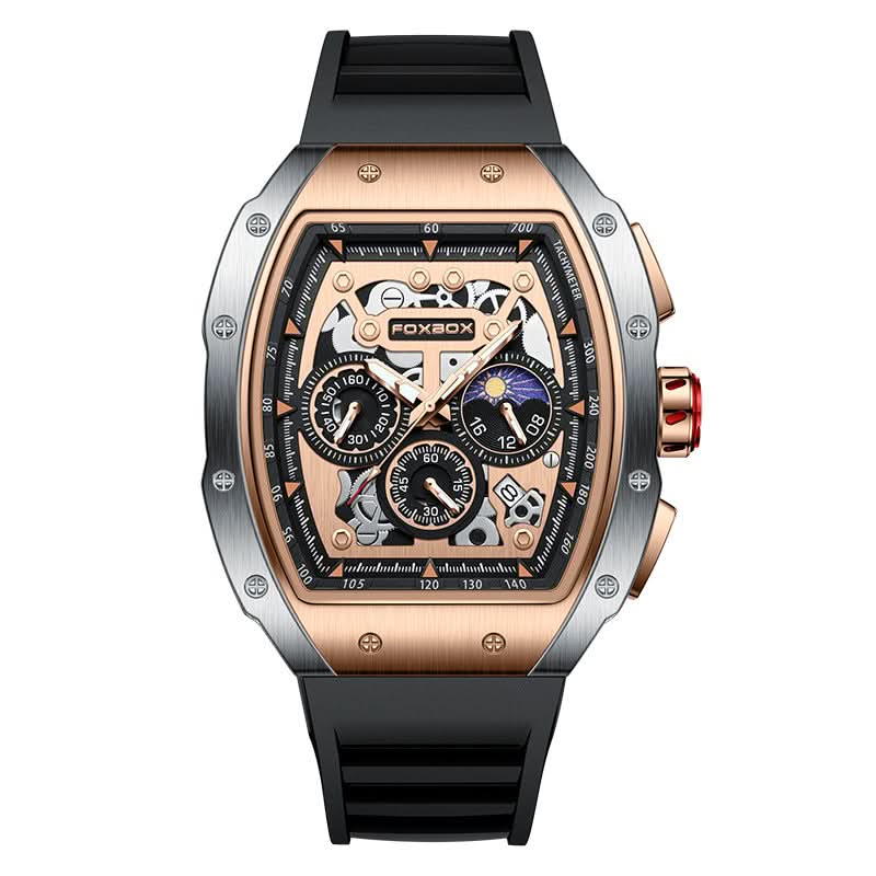 Men’s Multifunction Moon Phase Electronic Watch – Sport Barrel Dial