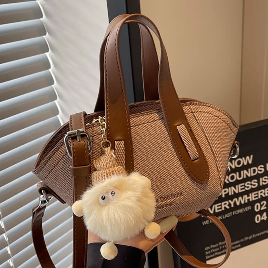 Women's Bucket Bag – Stylish Contrast Color Messenger Bag with Keychain