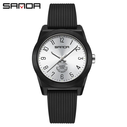 Sanda Luminous Student Quartz Watch – Silent Waterproof Exam Wristwatch for Teens