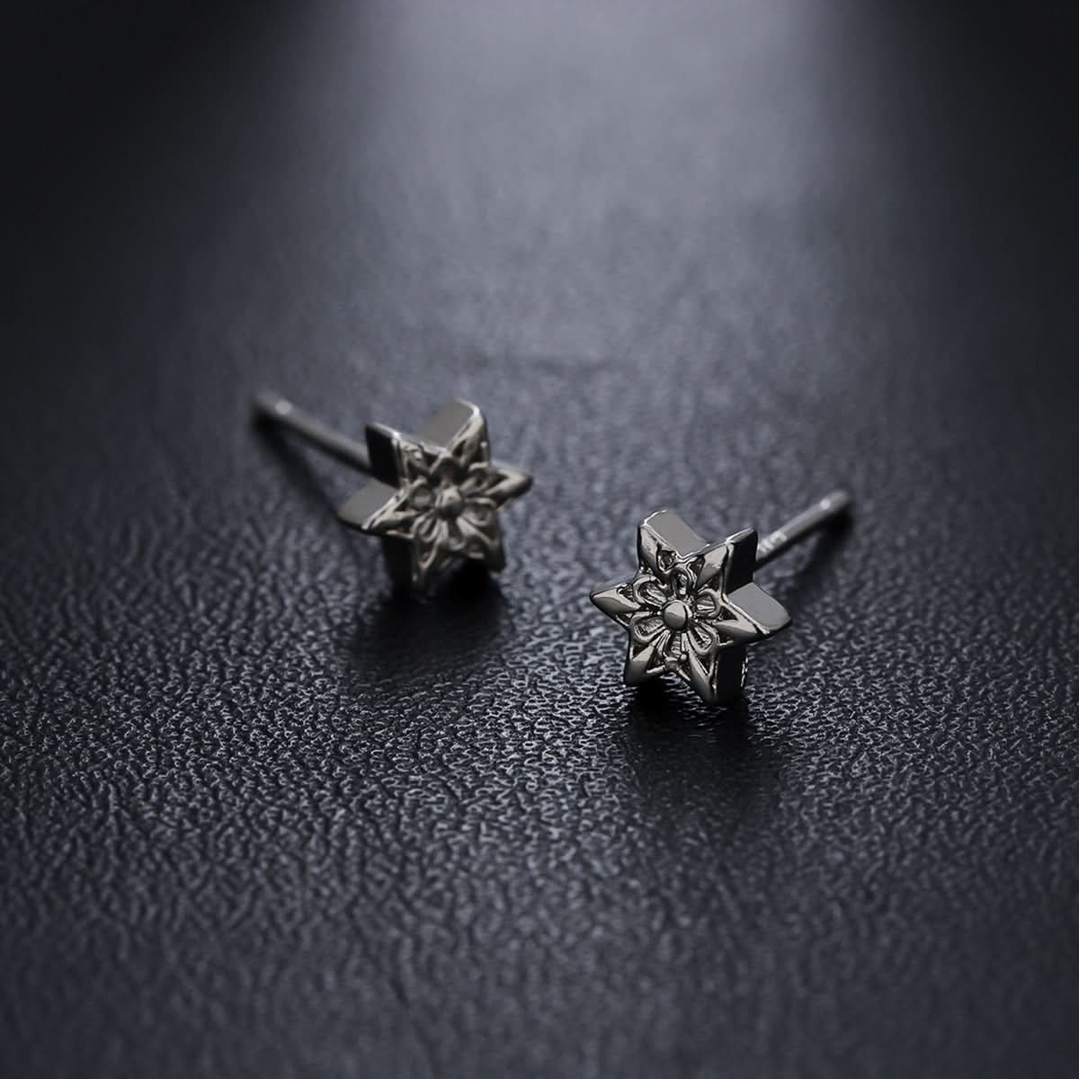 Men’s Six-Pointed Star Earrings - Geometric Hexagram Studs
