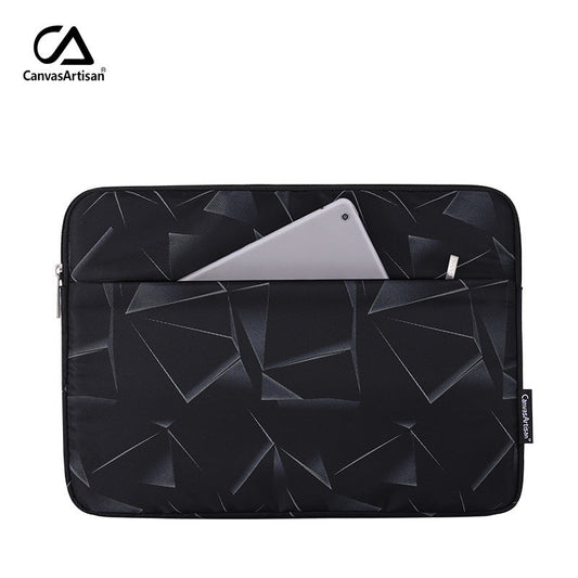 Black Graphical Shadow Printed Laptop Sleeve Case – Shock-Resistant, Waterproof, Fits 11"–15" Devices