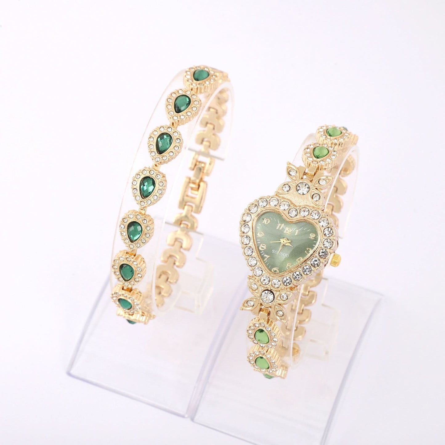 Luxury Heart-Shaped Diamond Bracelet Watch for Women