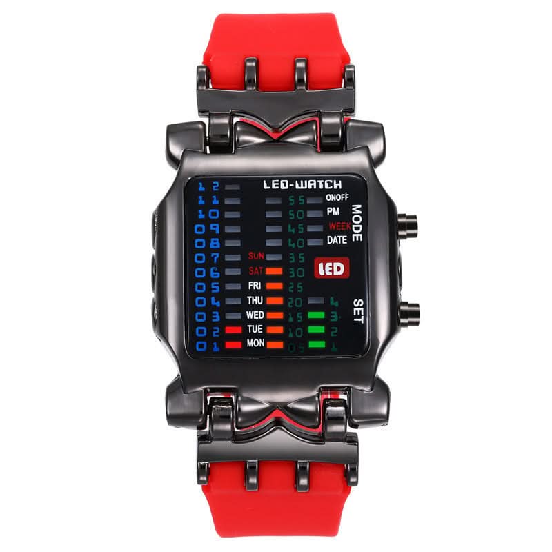Binary LED Digital Watch – Trendy Rectangular Design for Students