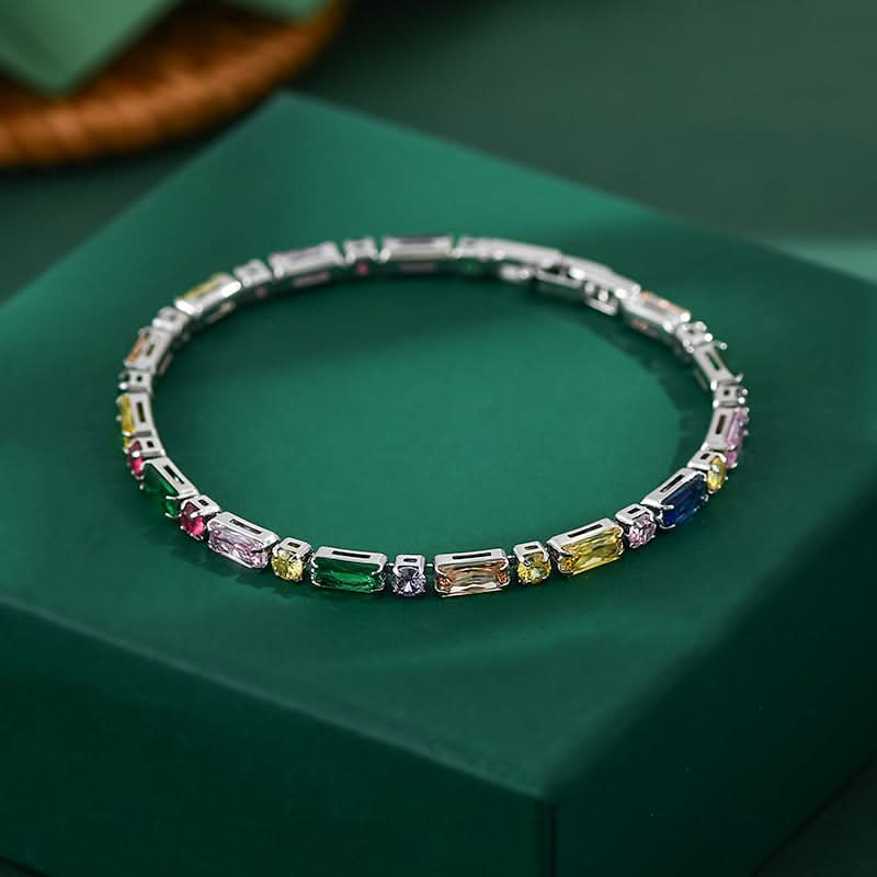 Colorful Zircon Chain Bracelet for Women – Micro-Inlaid Claw Design