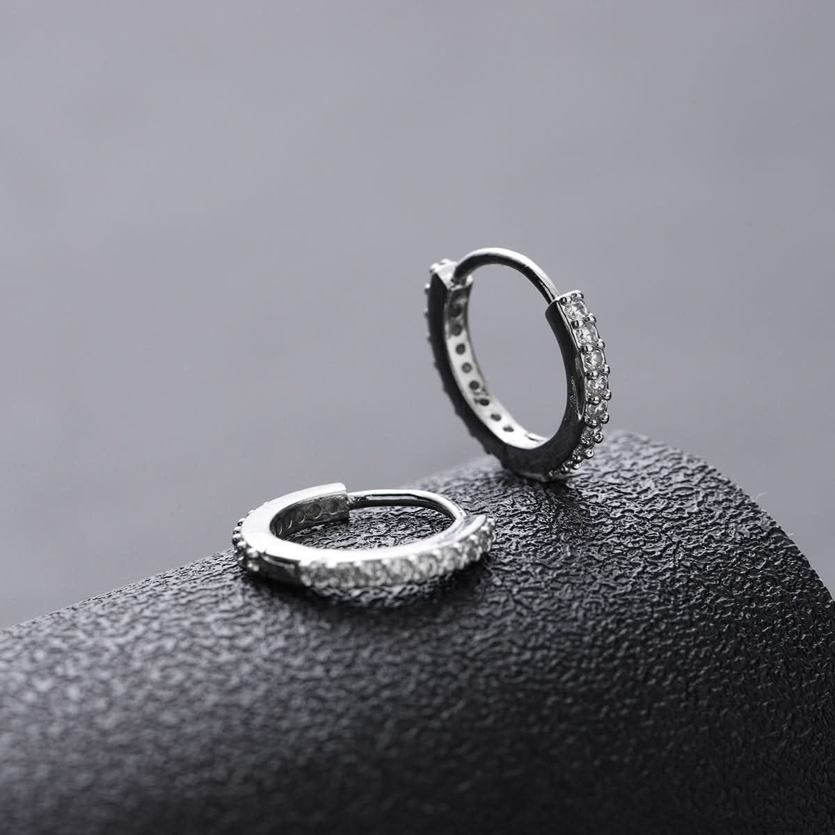 Men’s Trendy Zircon Hoop Earrings - Round Crystal Jewelry