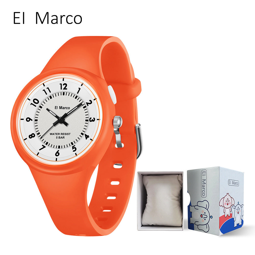 EL Marco Luminous Waterproof Quartz Watch – Kids Fashion Student Wristwatch