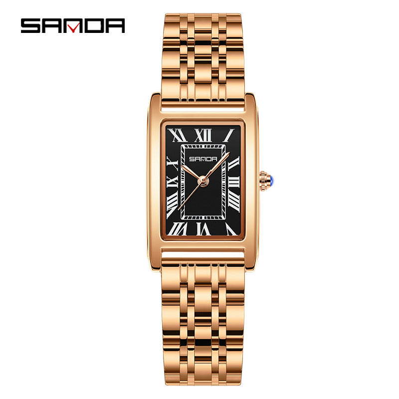 SANDA Retro Square Quartz Couple Watch – Waterproof Unisex Watch with Roman Dial