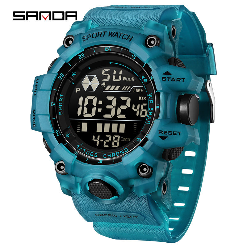 Sanda Digital Sports Watch for Students – Waterproof Multi-Function Alarm & Stopwatch