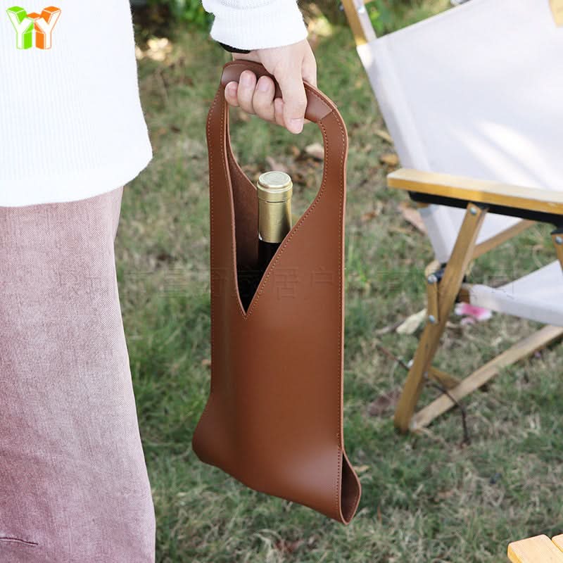 Portable PU Leather Wine Bag