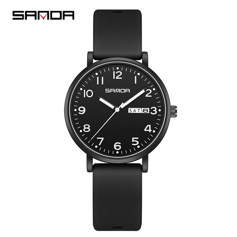 Sanda Waterproof Quartz Watch – Korean Style Silicone Sports Watch for Students