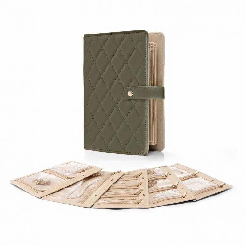 Anti-Oxidation Jewelry Travel Organizer Book – Velvet Clutch Case with 5 Pouch Pages