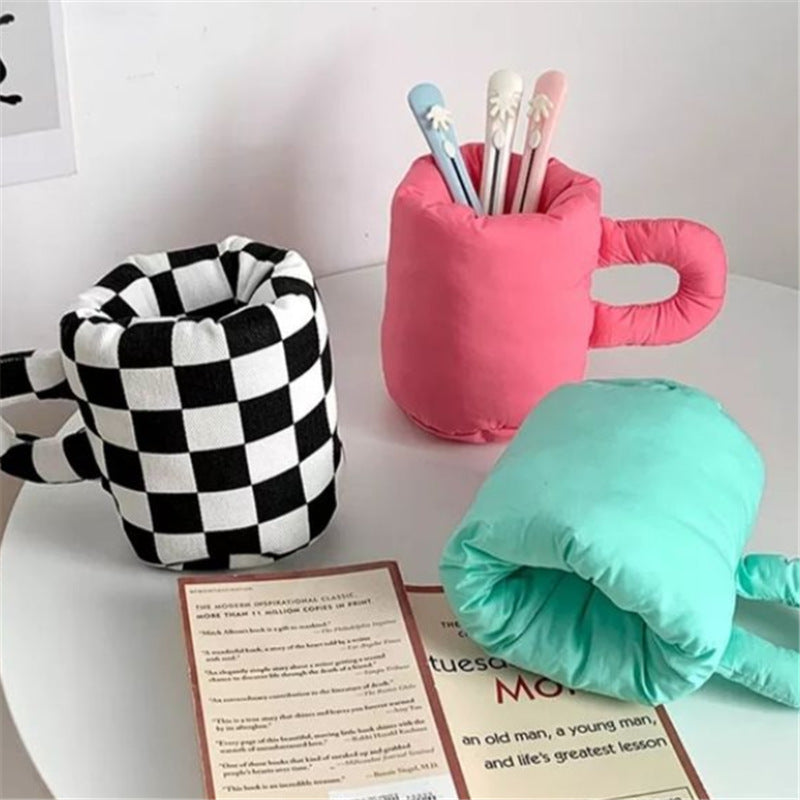 Colorful Fabric Pen Holder & Desk Organizer | Soft Padded Multifunctional Storage Cup (Random Color)
