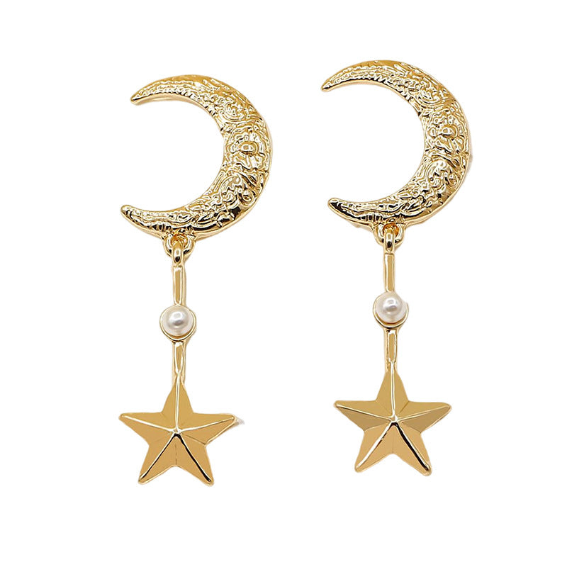 Women’s Korean Moon and Star Earrings – Trendy Alloy Fashion Jewelry