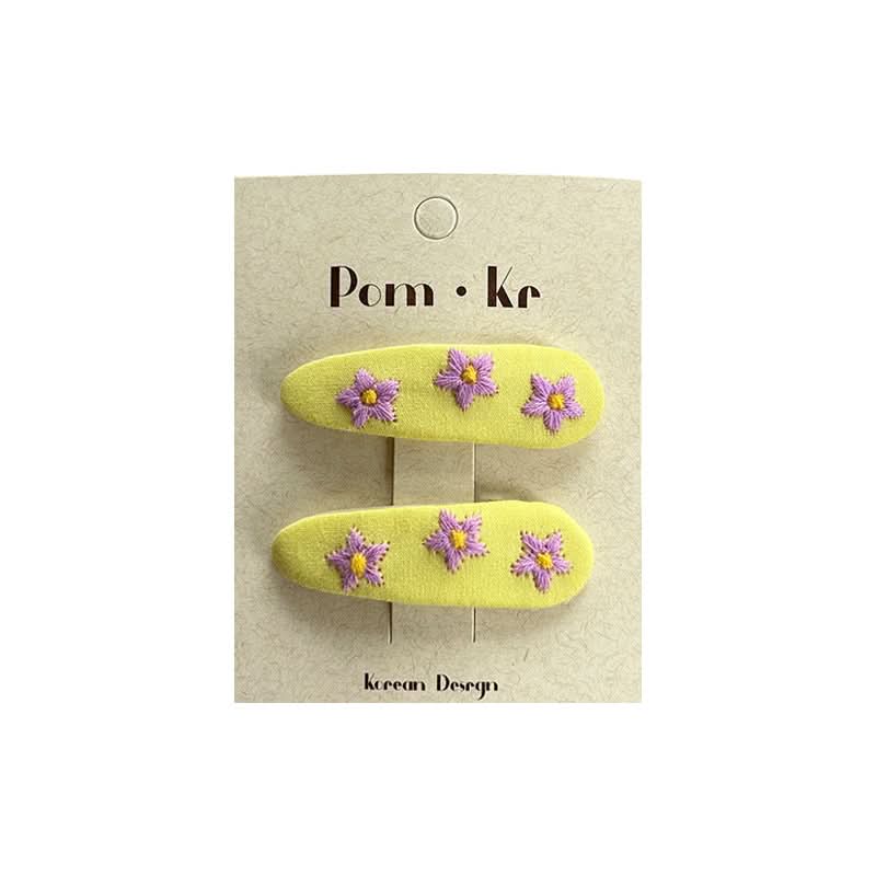 Korean Flower Drop Hair Clips for Girls – Cute Fabric Bangs & Side Clips (Pack of 4)
