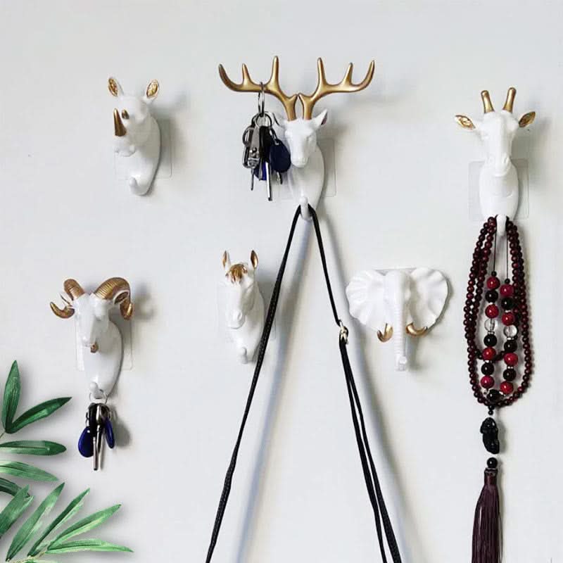 Punch-Free Animal Head Wall Hook – Decorative Deer Head Sticky Hanger