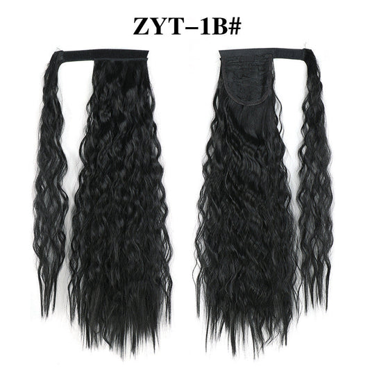 Fluffy Curly Ponytail Wig for Women – Water Ripple Velcro Extension - 55cm long