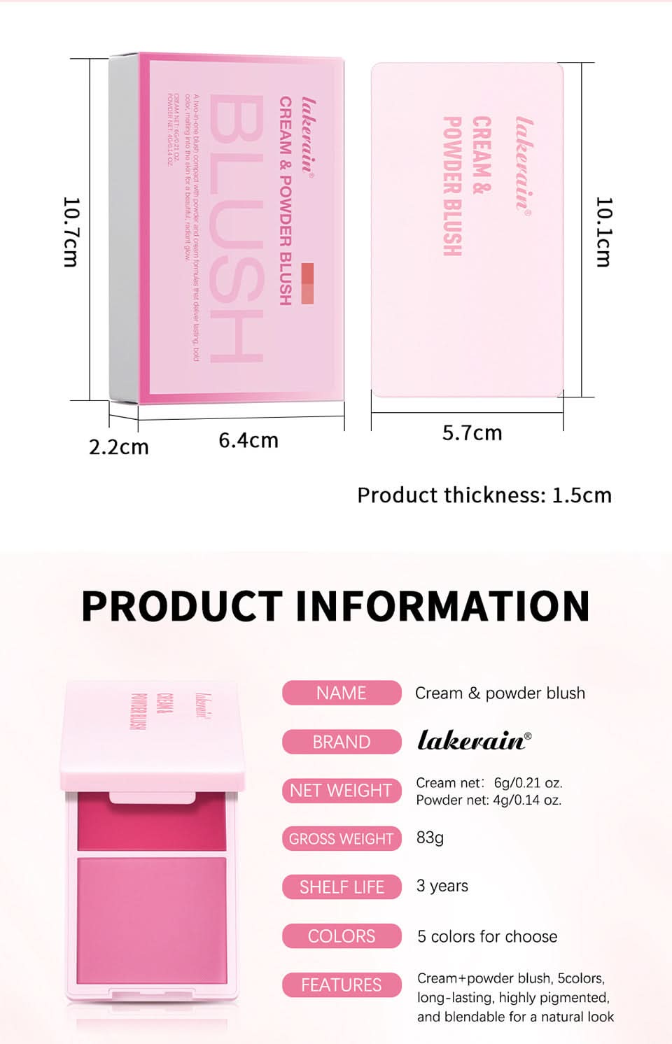 2-in-1 Blush Cream & Powder – Long-Lasting, Blendable, Matte & Dewy Finish