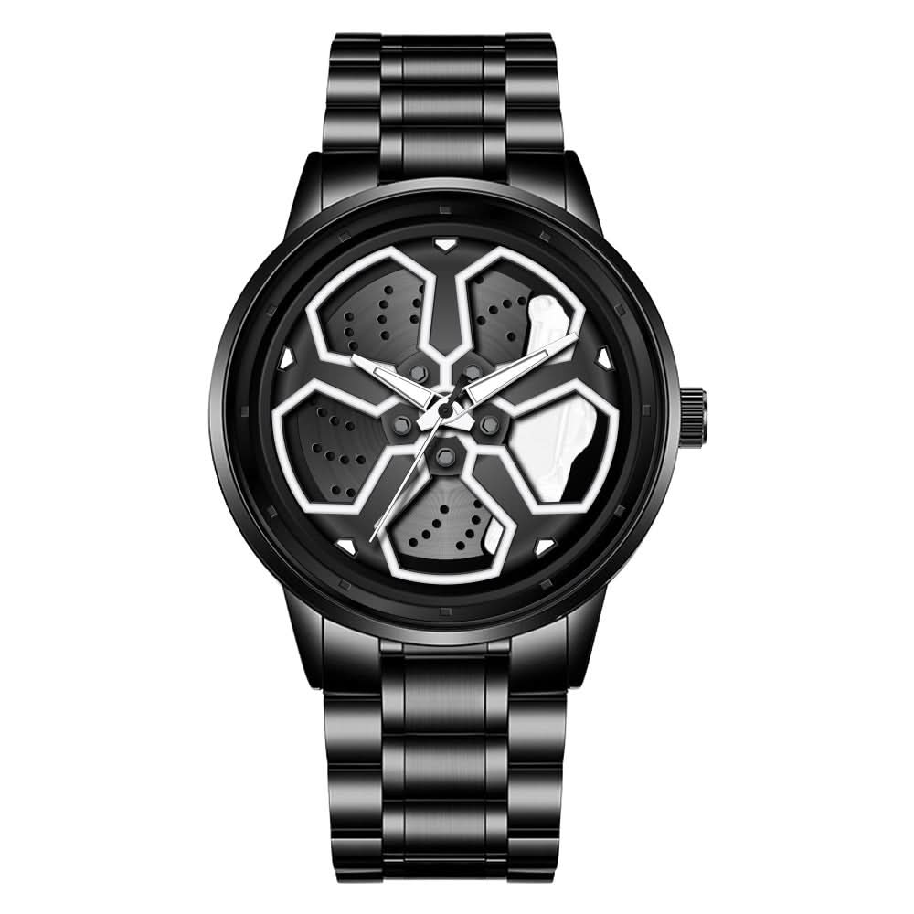 Men's Wheel-Style Waterproof Quartz Watch-Rotatable