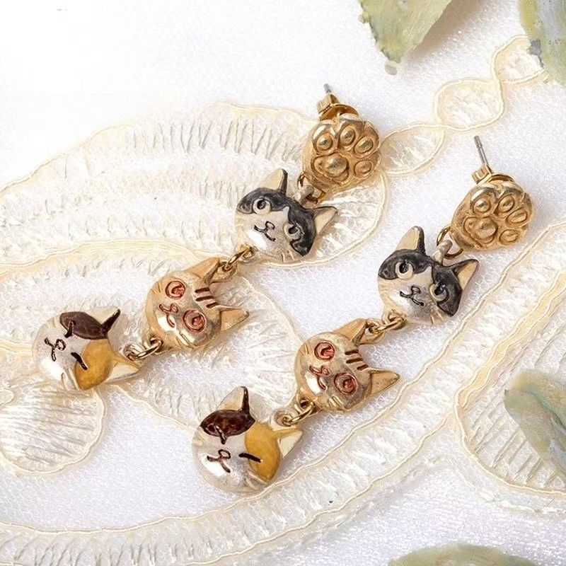 Cat Face Dangler Earrings – Cool Alloy Jewelry