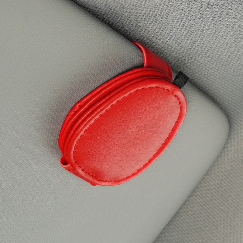 Leather Car Sun Visor Glasses Clip Holder – Oval Shape