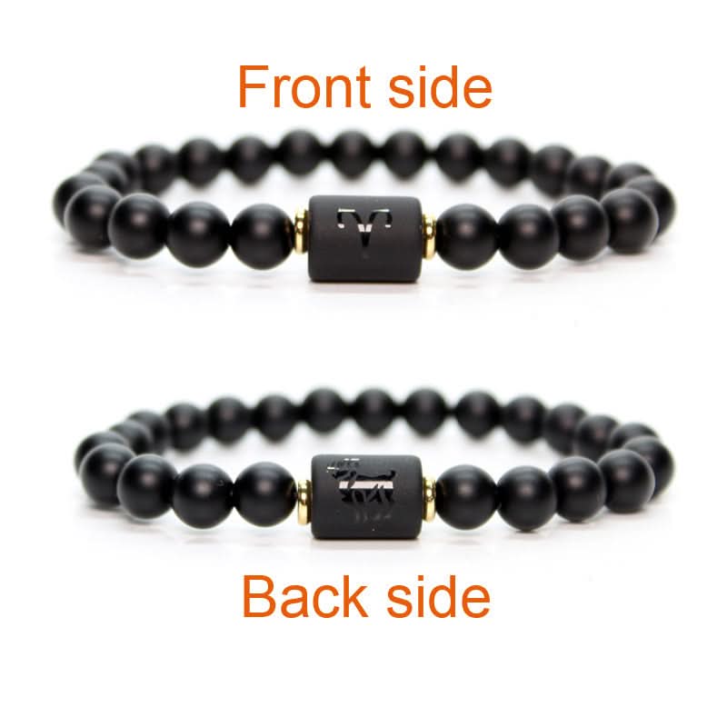 12 Constellations Black Agate Bracelet – Unisex Zodiac Bracelet