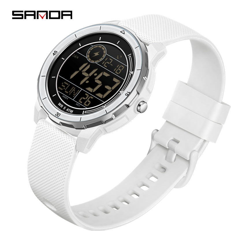 Sanda Men’s Sports Digital Watch – Multifunctional, Silicone Strap, Outdoor Student Watch