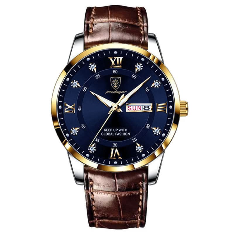 Men’s Waterproof Leather Strap Quartz Watch