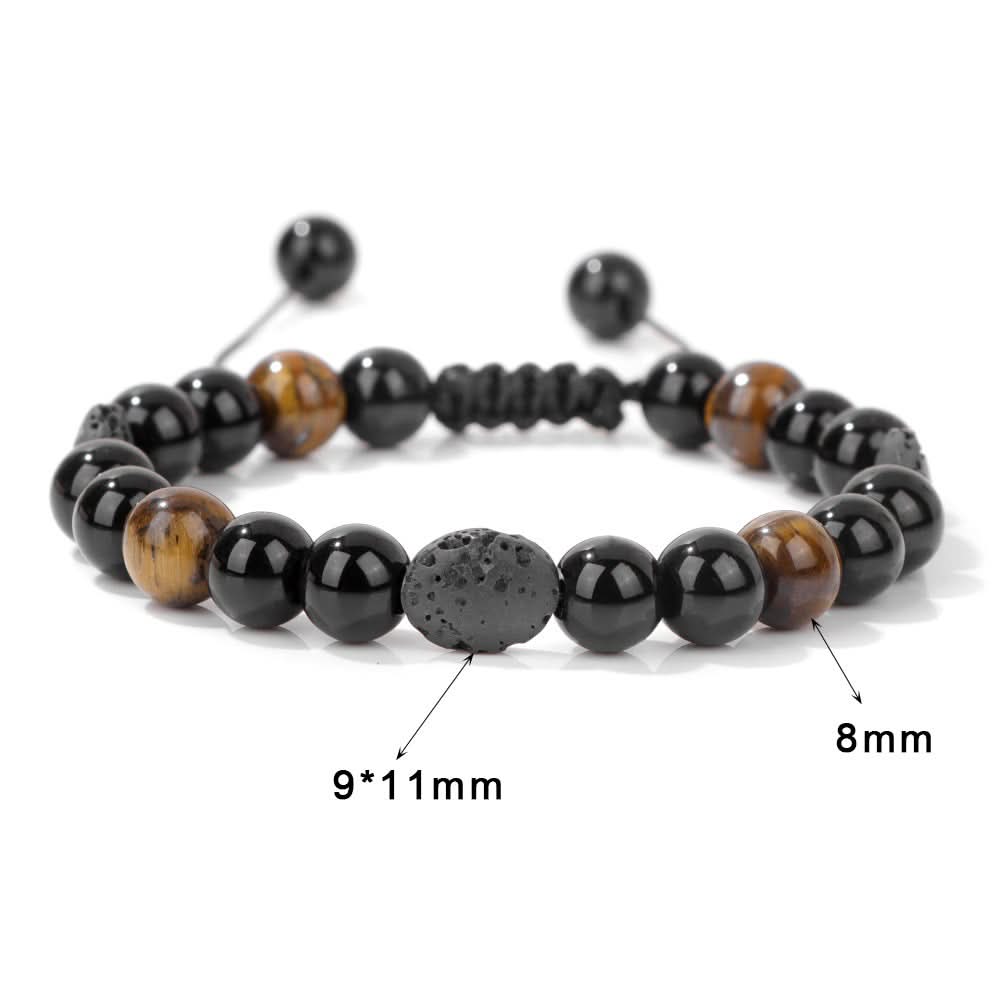 Unisex Volcanic Stone Beaded Bracelet – Retro Tiger Eye