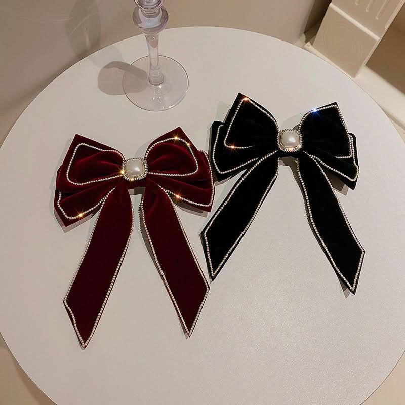 2-Piece Pearl-Edge Double Layer Bow Hairpins