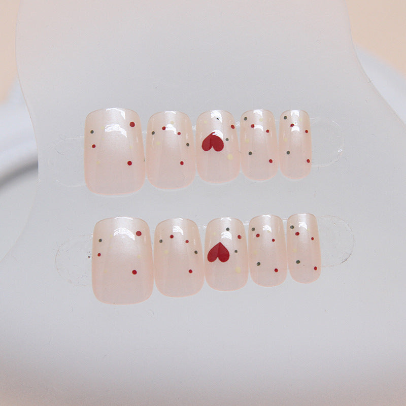 Star & Heart Cute Short False Nails – Glue-On Nail Set, Wearable & Removable