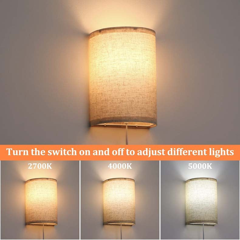 Nordic Fabric Wall Lamp – Modern D-Shaped LED Light for Bedroom