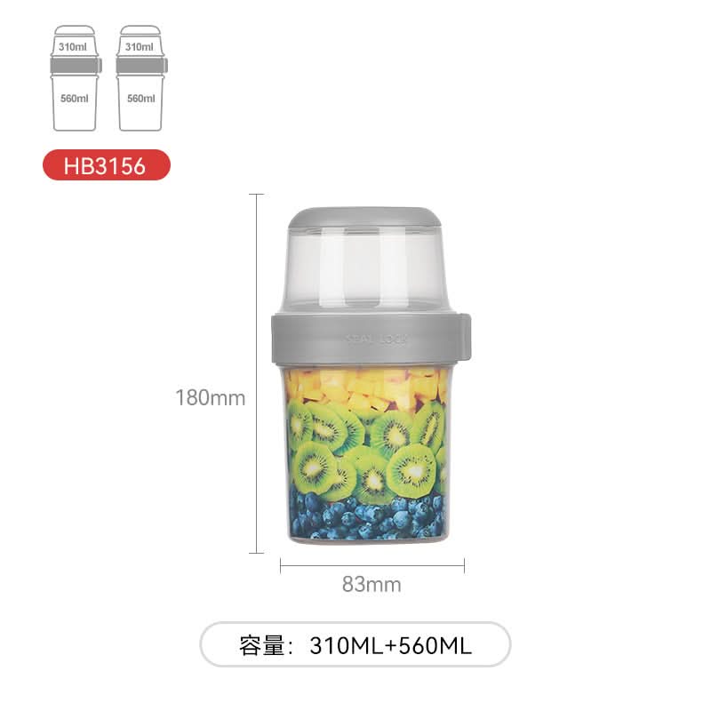 Microwave-Safe Double-Layer Salad & Oatmeal Cup – Container with Sealed Lid