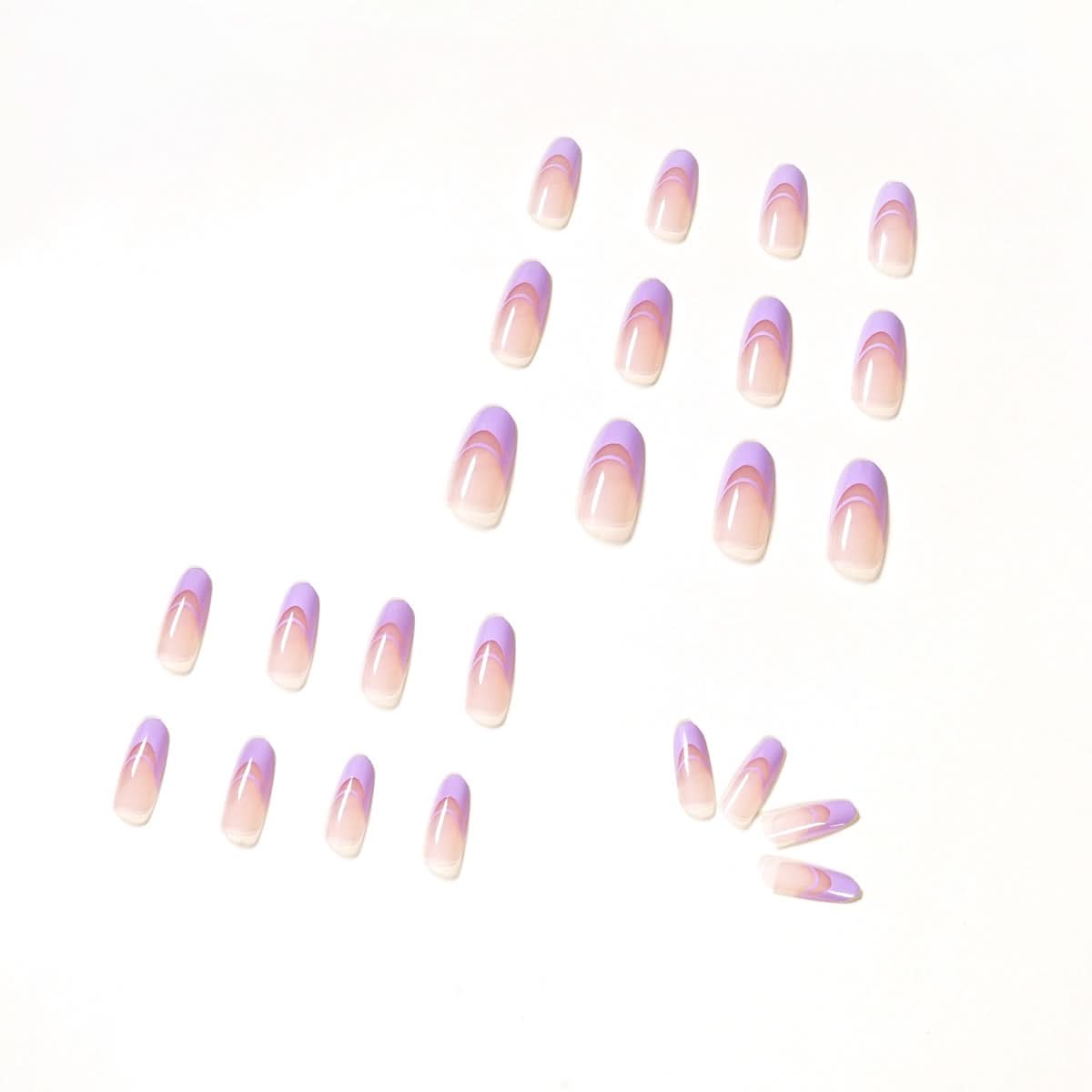Pastel Purple Double French Press-On Nails – Almond Shape, Glossy Finish