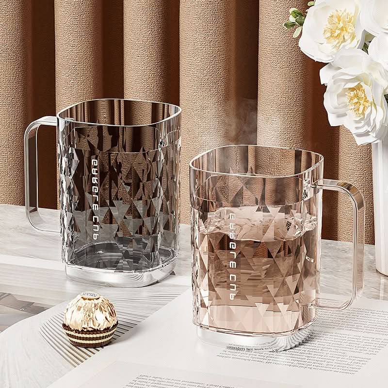 Diamond Pattern Toothbrush & Mouthwash Cup – High-Temperature Resistant