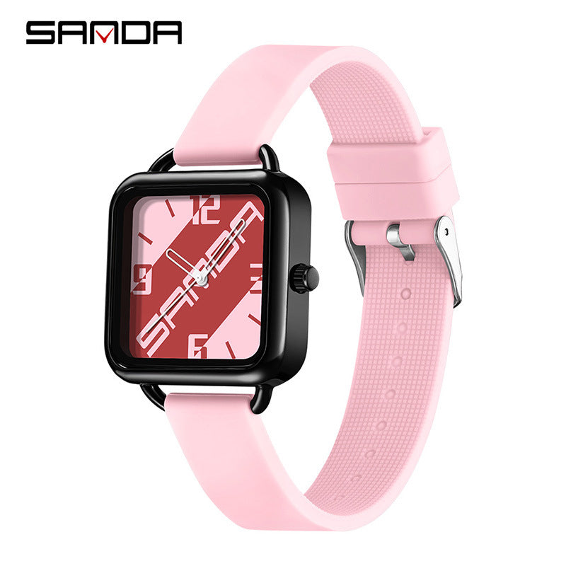 Sanda Unisex Square Quartz Watch – Trendy Waterproof Fashion Watch for Students
