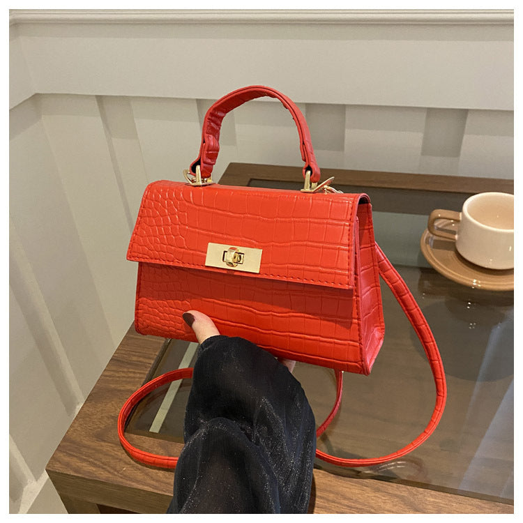 Retro PU Shoulder Handbag for Women – Small Square Lacquer Messenger Bag with Soft Finish