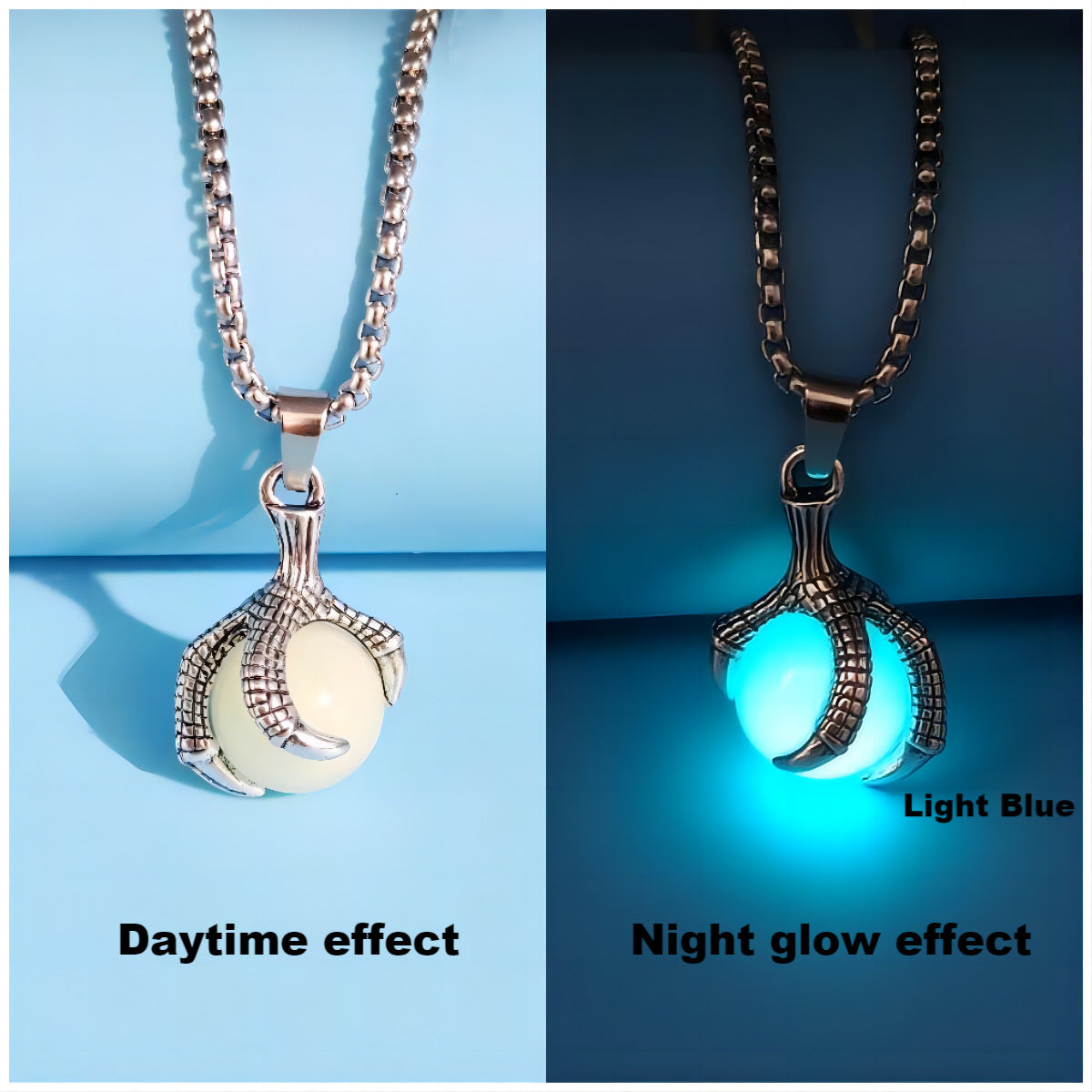 Luminous Dragon Claw Pendant Necklace with Magic Eye – Streetwear Jewelry for Unisex