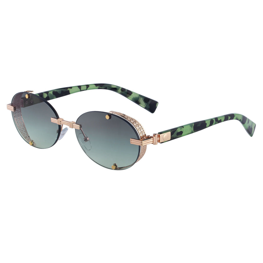 Retro Oval Frameless Sunglasses – Punk Street-Style Fashion Shades for Men & Women